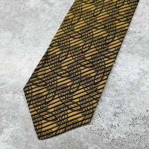 XMI PLATINUM Silk Tie Mens OS Gold‎ Striped Pointed USA Made Necktie Textured